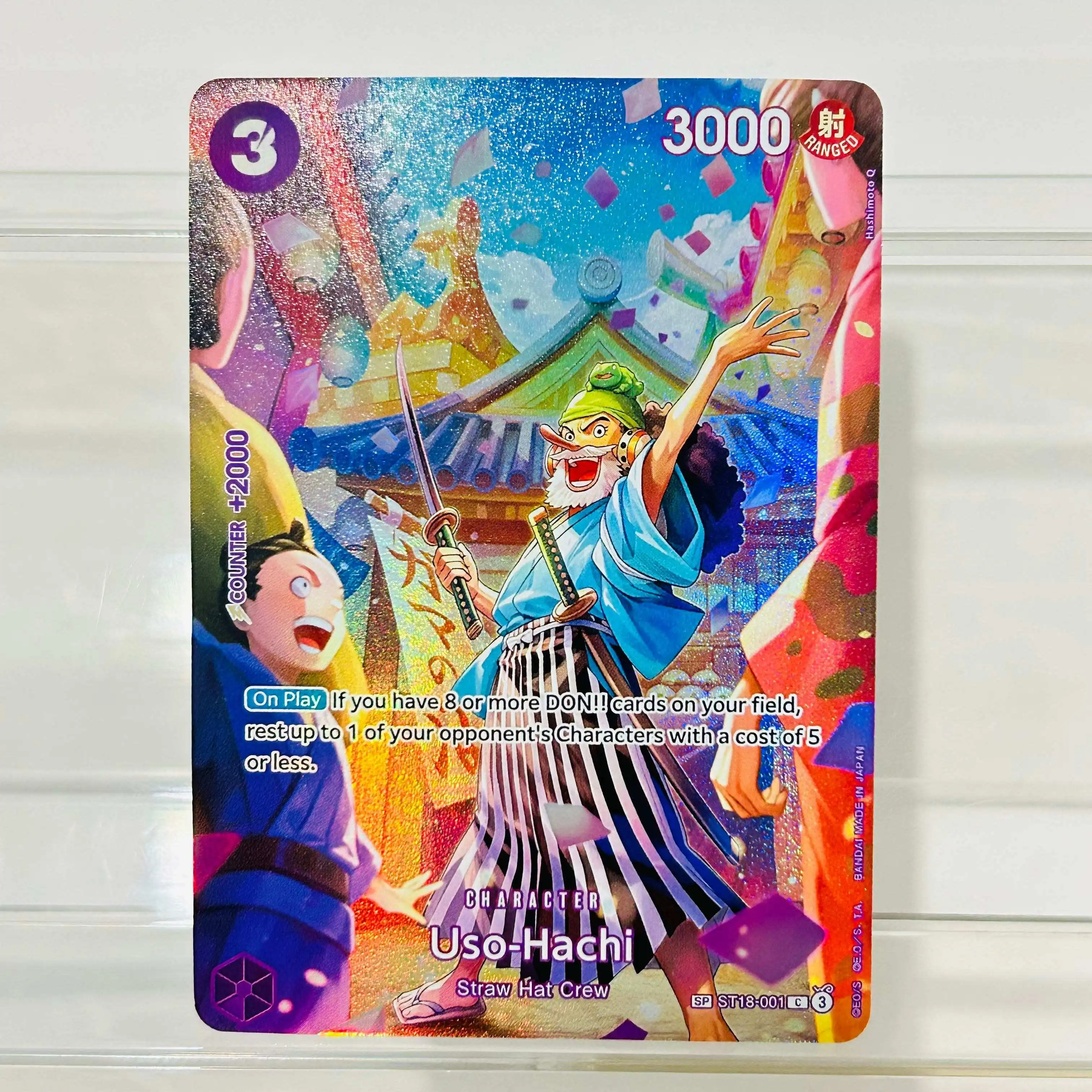 

One Piece Uso-Hachi ST18-001 Card English Version Holographic Texture Cards Perfect Condition DIY Premium Anime Collection Card