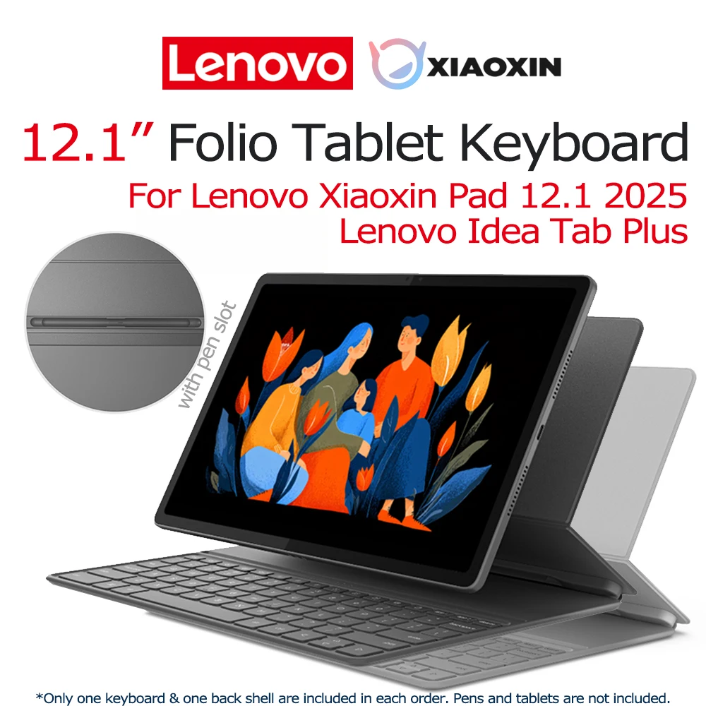 

Lenovo Magnetic Folio Keyboard Combo Back Shell Detachable for Lenovo Xiaoxin Tablet 12.1 2025 12.1inch TB365FC Idea Tab Plus
