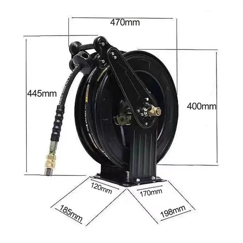 

15M Automatic Retracting Stainless Steel Hose Reel Wall Mount for High Pressure Air Washer for Garden & Car Wash