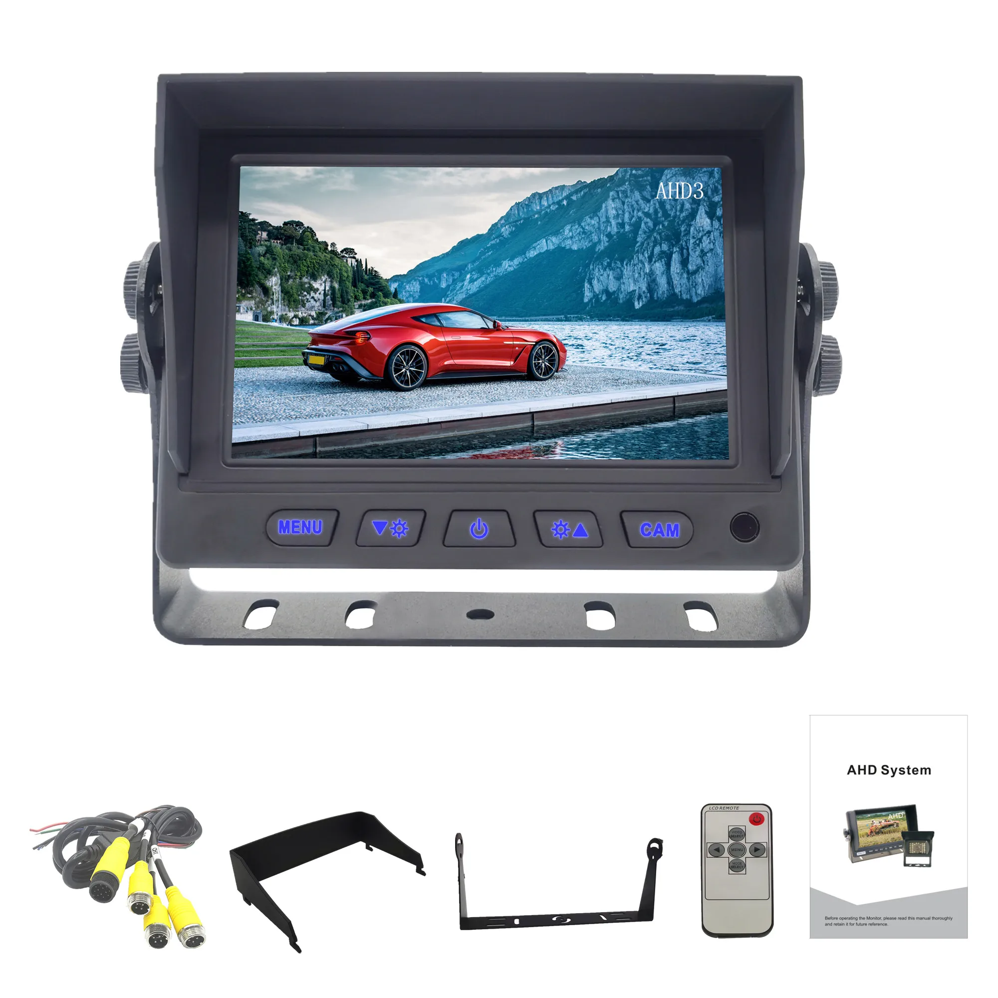 Long Range 5 Inch 2-Channel Split Screen SD Card DVR Backup Camera Touch Screen LCD TFT Dashboard In-car Vehicle Headrest Mount