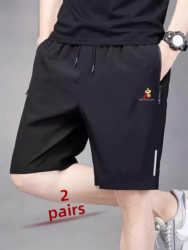 

Ice Silk Five-Quarter Running Shorts Lightweight Quick Dry Sports Men's Summer Shorts Youthful Vitality Large Size Mexican Brand
