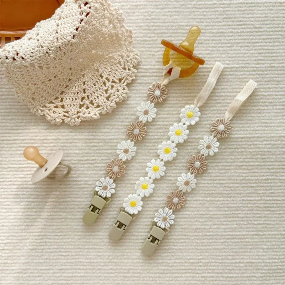 Verstellbare Gänseblümchen Blumen tuch Baby Schnuller Kette Säugling Zahnen Schnuller Halter Still ketten niedlichen Nippel halter Clips