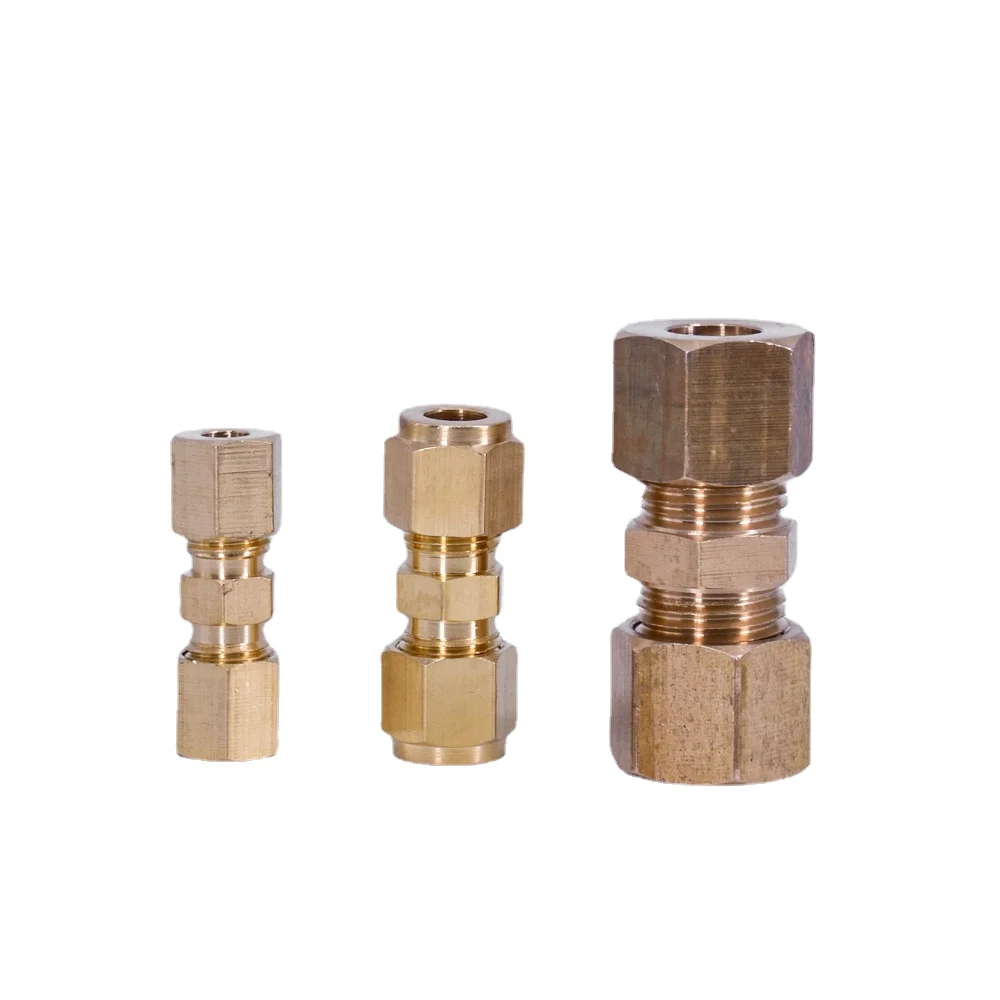 

3/16" 1/4" 5/16" 3/8" 1/2" 4 6 8 10 12 15-42mm OD Tube Compression Union Brass Pipe Fitting Connector Home Garden Oil Water Fuel