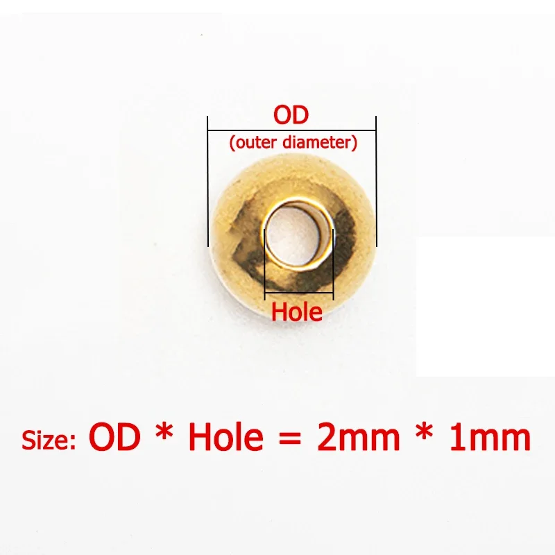 OD 2-16mm Through Hole Solid Brass Balls 340 Large Hole 1-5mm Beads for DIY Bracelets Earrings Jewellery Making Accessories