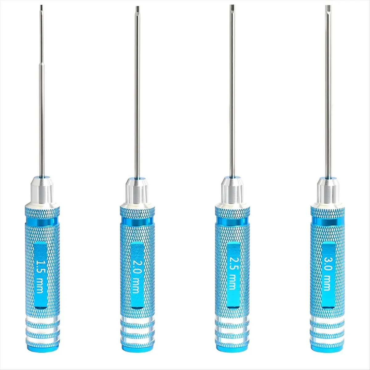 [A17I TOY] Screwdrivers Set 1.5mm 2.0mm 2.5mm 3.0mm Hex Key Driver Tool Set 4pcs Anti-Stripping Bit Aluminum Handle for RC Car