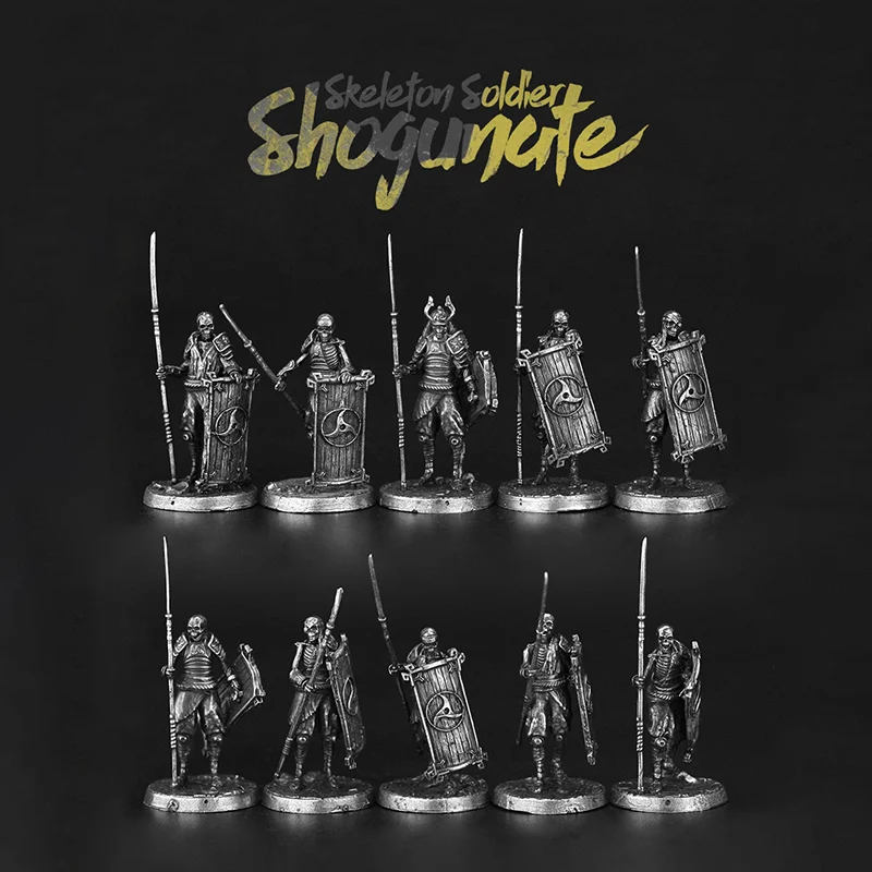 Solid Brass Ancient Shogunate Skeleton Ghost Soldiers Miniature Figurines Legion Desktop Decor Ornament Men War Game Chess Gifts