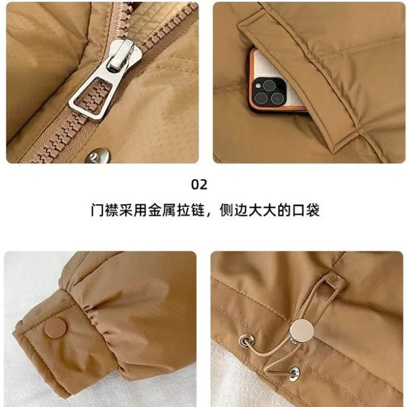 Women's Winter Hooded Down Cotton Jacket New Short Korean Y2K Thick Warm Parkas Coat Loose Casual College Windproof Outwear Top - Image 6