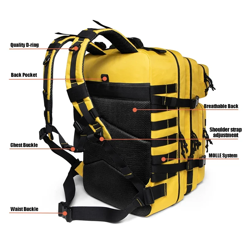 Mochila táctica MOLLE para exterior, entrenamiento y senderismo