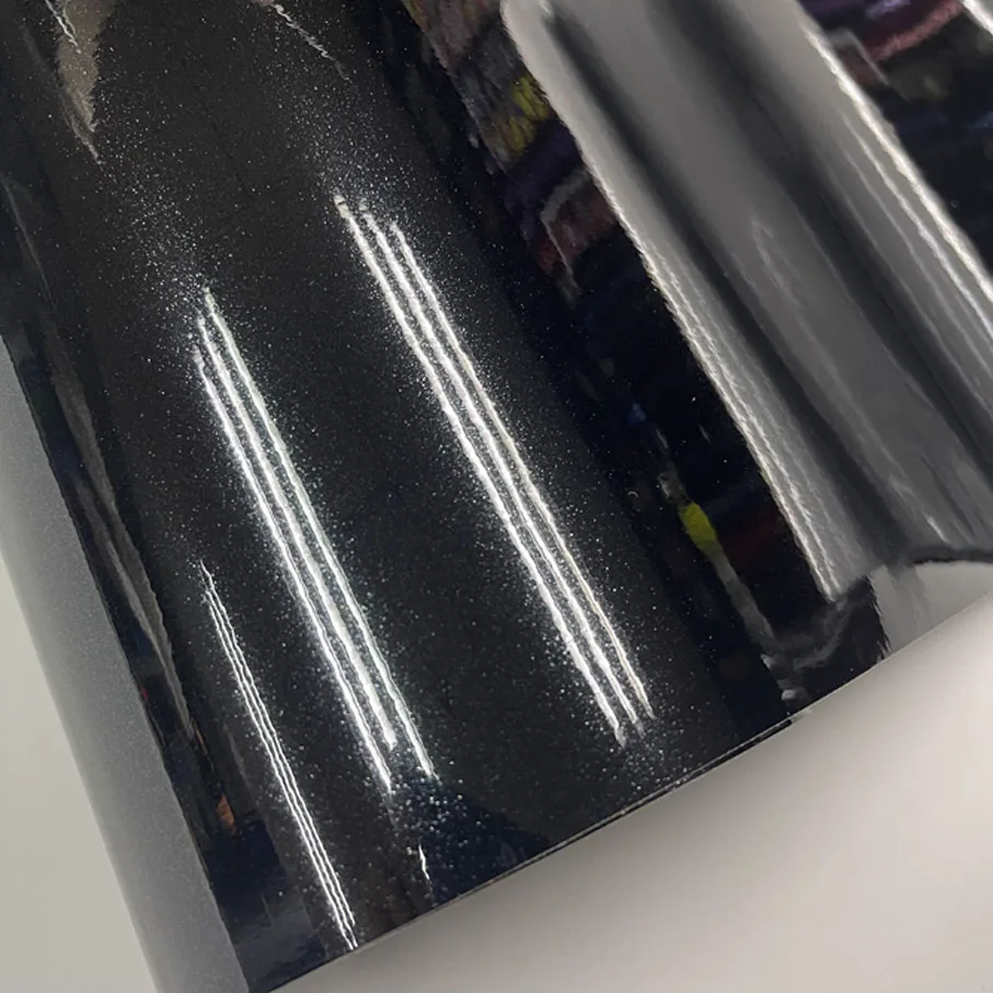 Premium High Glossy black Glitter Vinyl Sparkle Adhesive Decal Car Wrap Foil with Air Release Bubble Free