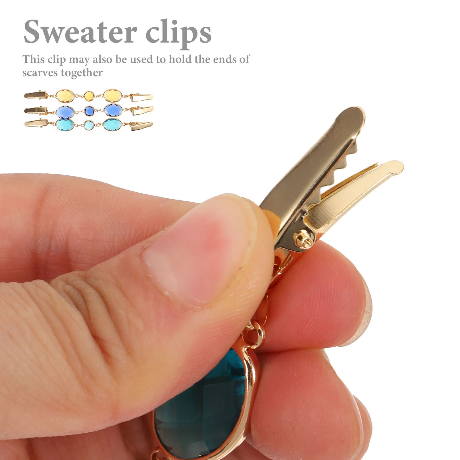 

3pc Women'S Sweater Clips Glass Crystal Cardigan Clips For Sweater Shawl Scarf Closure Vintage Buckle Collar Pin Accessory