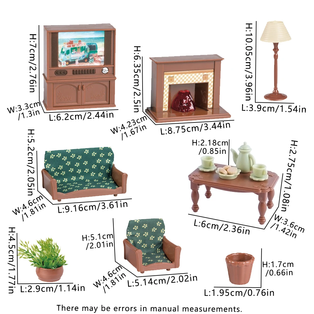 SENGTONGLE-E03 Set da soggiorno Casa delle bambole Mobili in miniatura Divano TV Giochi di imitazione Accessori per la casa delle bambole per i regali della ragazza del ragazzo