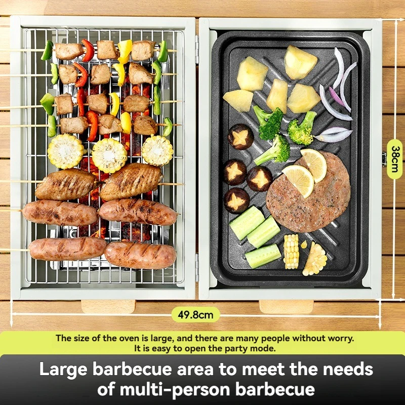 Smokeless Foldable Portable Dual Purpose Durable Outdoor Camping BBQ Charcoal Grill for Home Backyard Garden Party