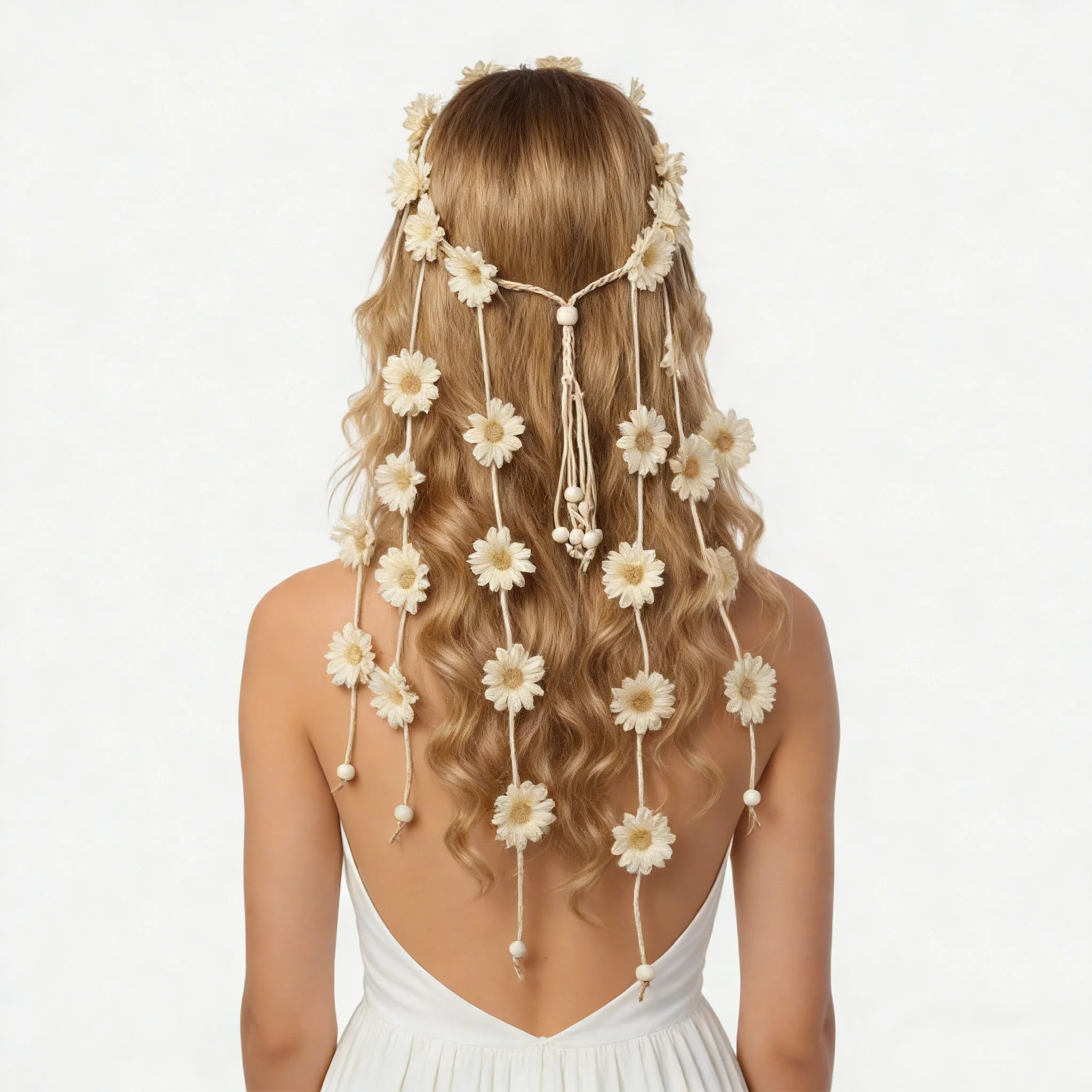 

Flower Hippie Headband Floral Crown Behemain Sunflowers Beads Adjust Flower Headdress Hair Accessories