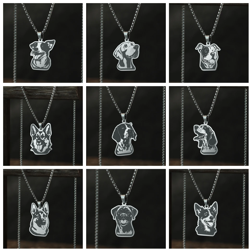 Kinitial-collar con colgante de cachorro de perro para mujer y hombre, collar con dijes de acero inoxidable, joyería de regalo de Navidad, venta al por mayor