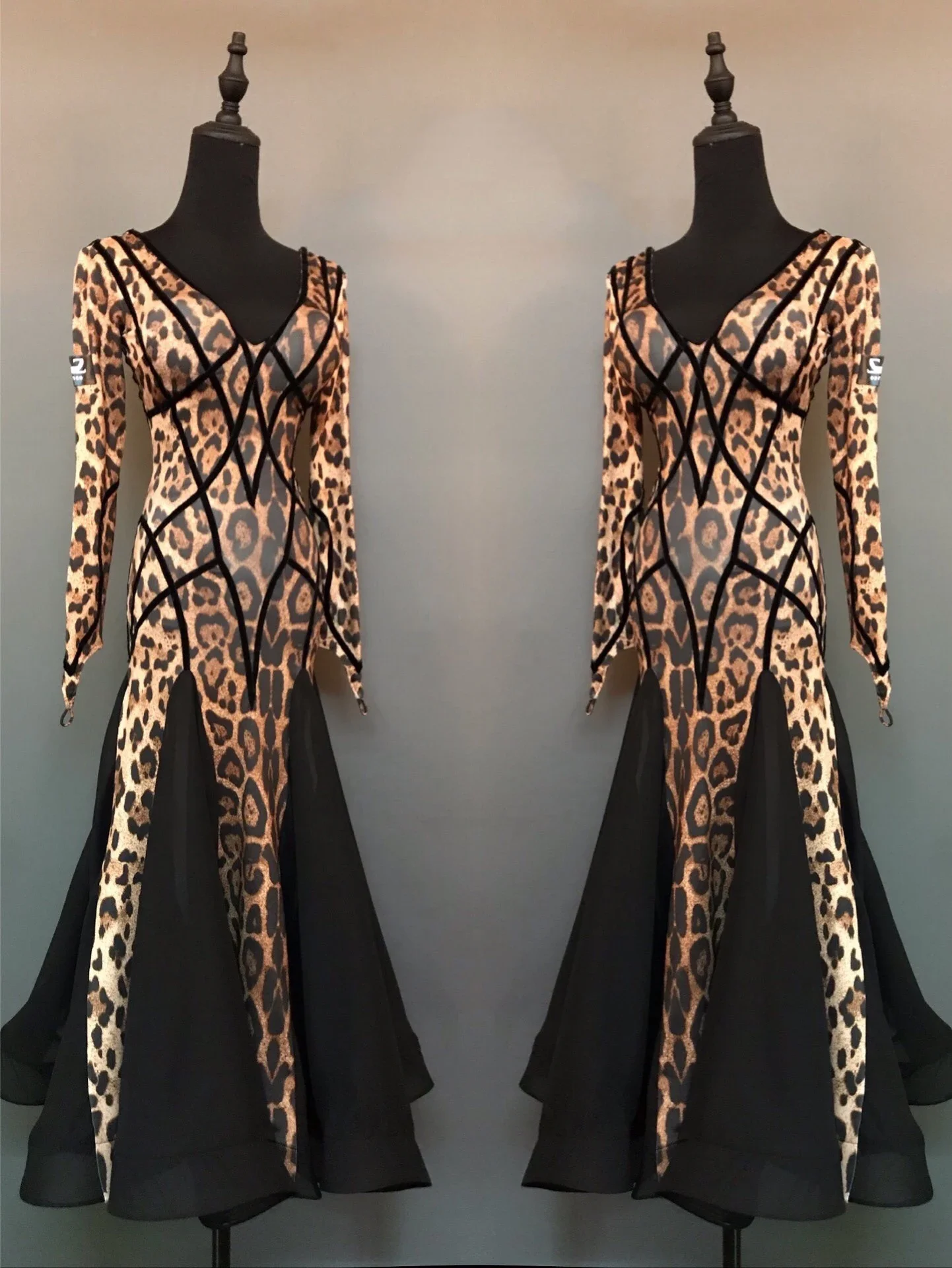 Vestido de competición de baile de salón profesional para mujer, ropa de actuación de Tango moderno de leopardo, baile de graduación, vestidos de baile de vals DL11357