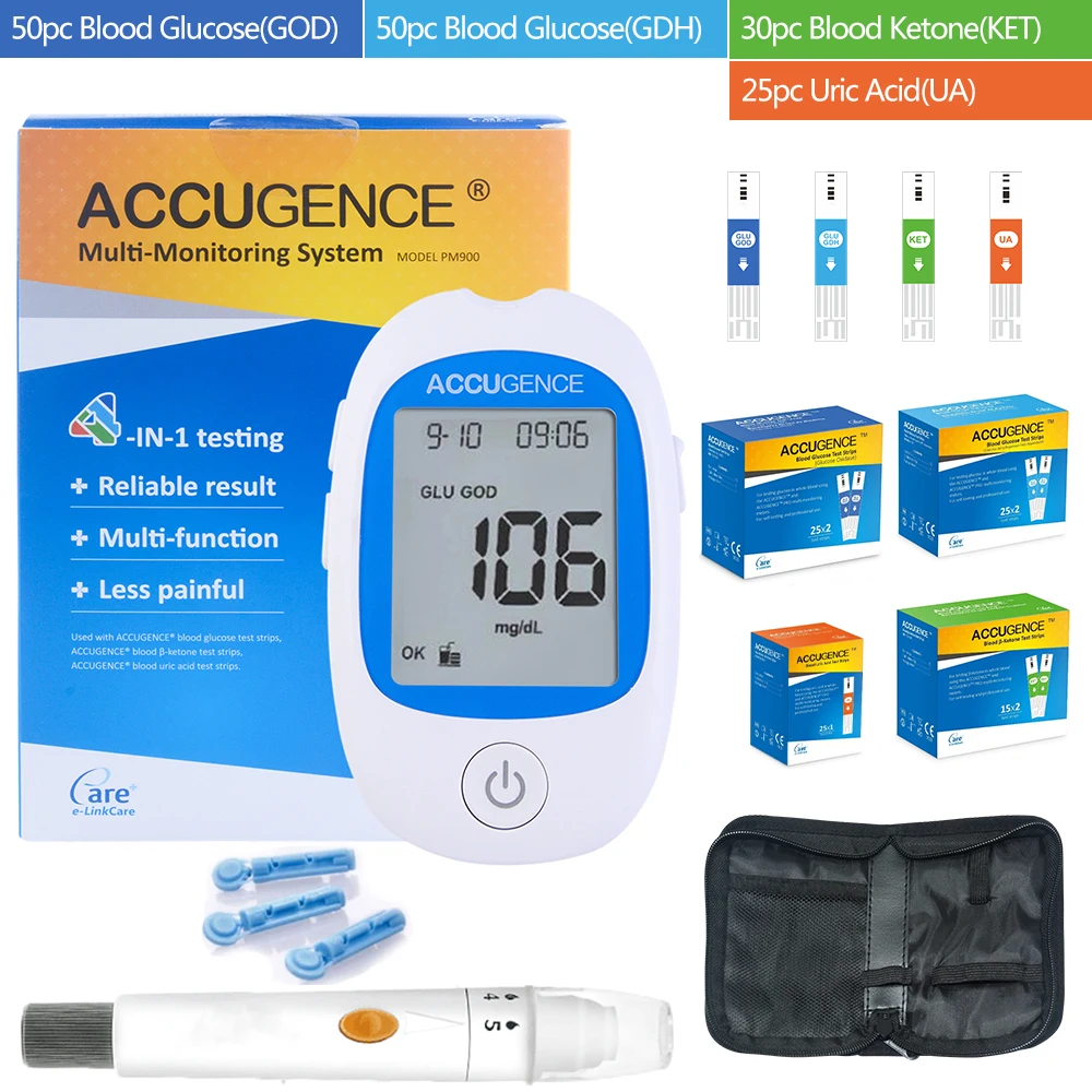 

Multifunction Glucose(GDH and GOD) & Ketone,Uric acid Meter Testing Kit for Ketosis & Diabetes with Lancets, Lancing Device
