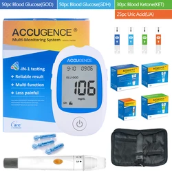 Multifunction Glucose(GDH and GOD) & Ketone,Uric acid Meter Testing Kit for Ketosis & Diabetes with Lancets, Lancing Device