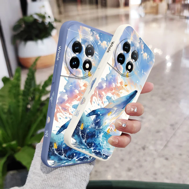 Colorful Whale Phone Case For Oneplus 12 12R 11 11R 10 10R 10T 9R 9RT 9 8T 8 7 7T Pro 5G Liquid Silicone Cover