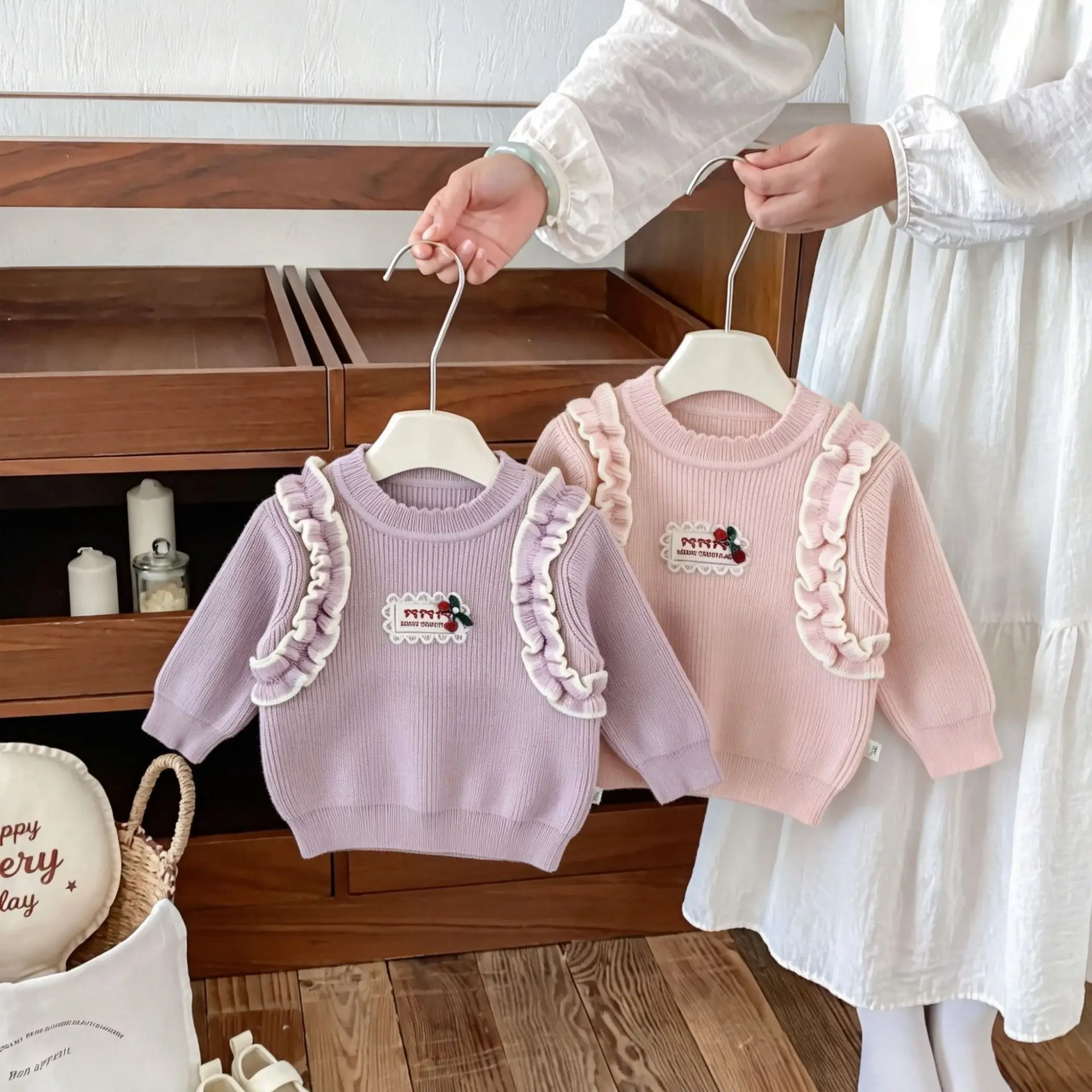 2026 New Autumn Baby Girls Sweet Knit Top | Long Sleeve Pullover Sweater | Korean Style Cute Tee