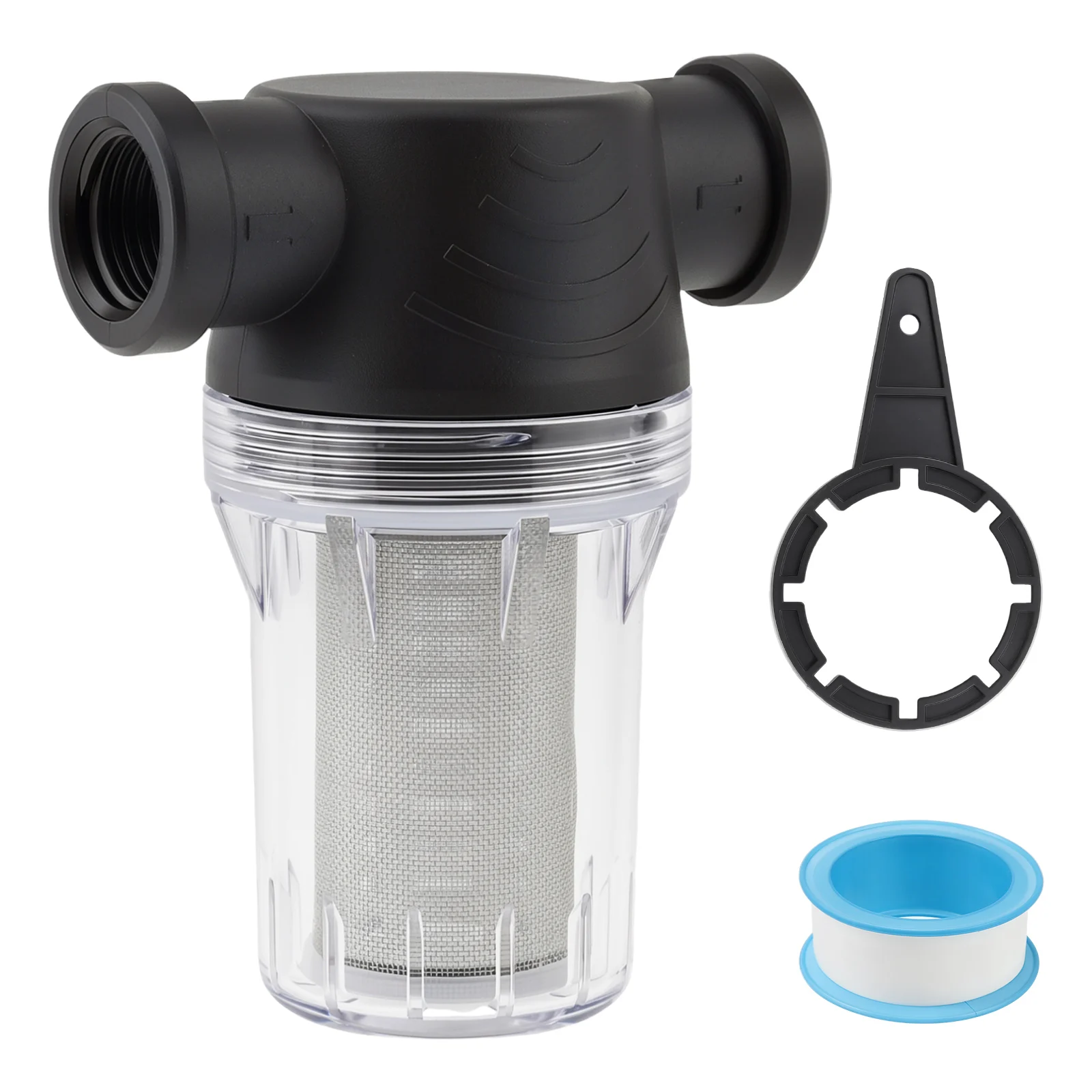 1/2 Inch and 1 Inch Water Pump Strainer Filter for Garden Hose RV Water Tank with 40 Mesh Stainless Steel Screen