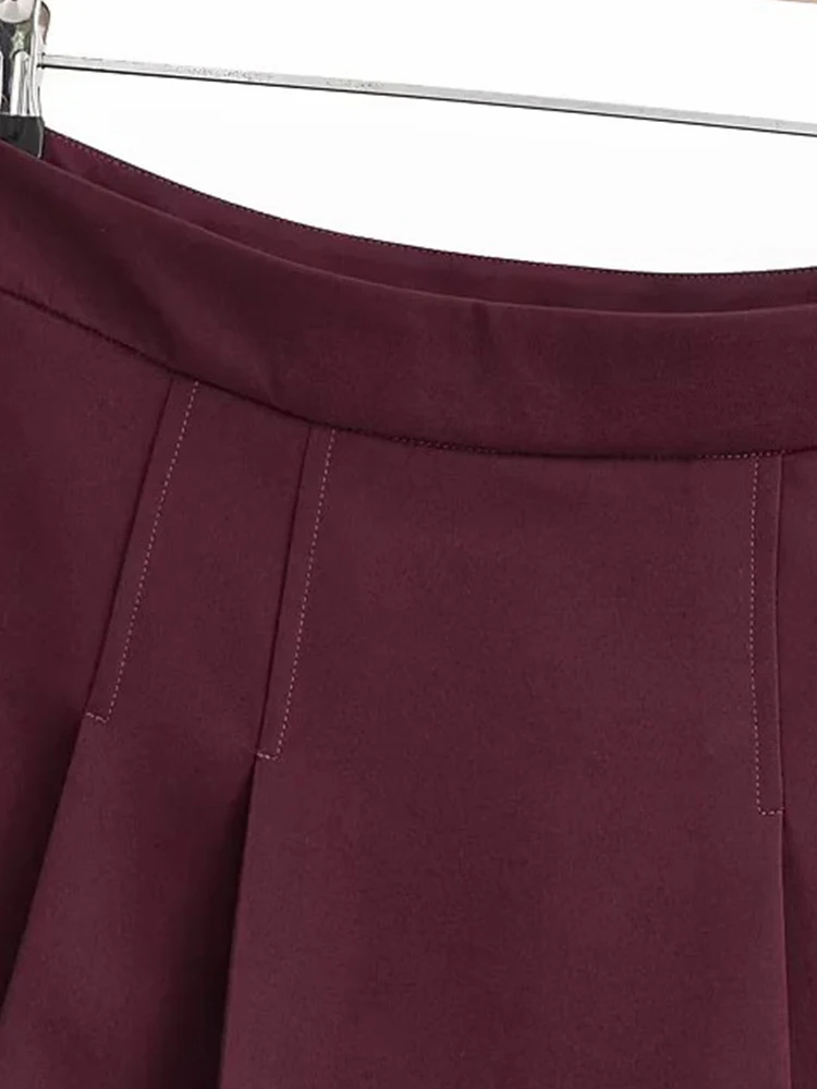 กระโปรงสั้นทรงเอสำหรับผู้หญิง สไตล์เรียบหรู ผ้าพลีท แฟชั่นฤดูใบไม้ผลิและฤดูใบไม้ร่วง เอวสูง เหมาะสำหรับงานปาร์ตี้และสตรีทแวร์