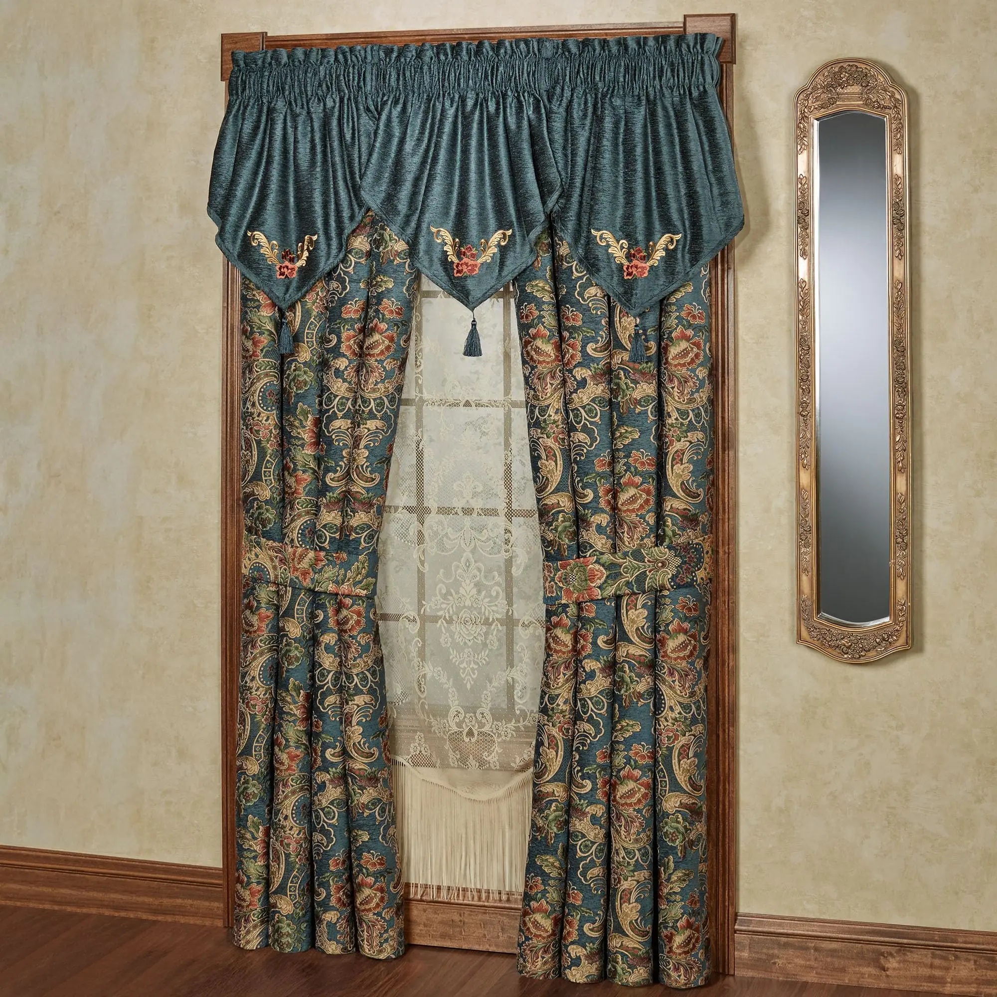 Casanova Chateau Luxury Window Ascot Valances & 84L Curtains Set
