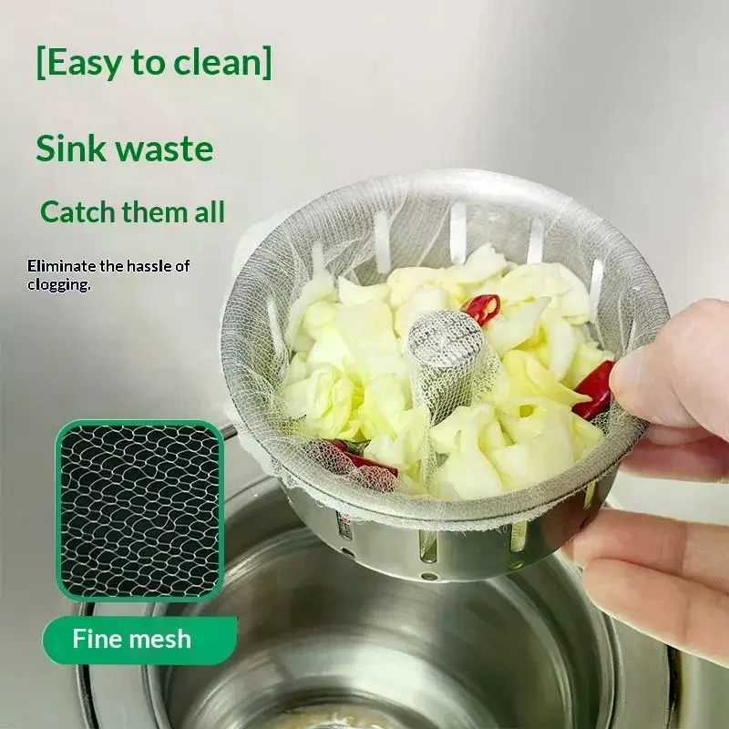 100 Pcs Elastic Edge Dense Holes Kitchen Sink Drain Mesh Bags Upgraded Extra Thick Anti Clogging Food Residue Filter