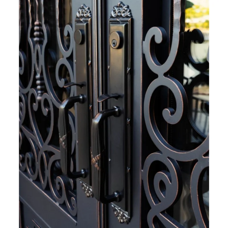 Customization Wrought Iron Patio French Hinged Door Aluminum Double Glass French Entry Door