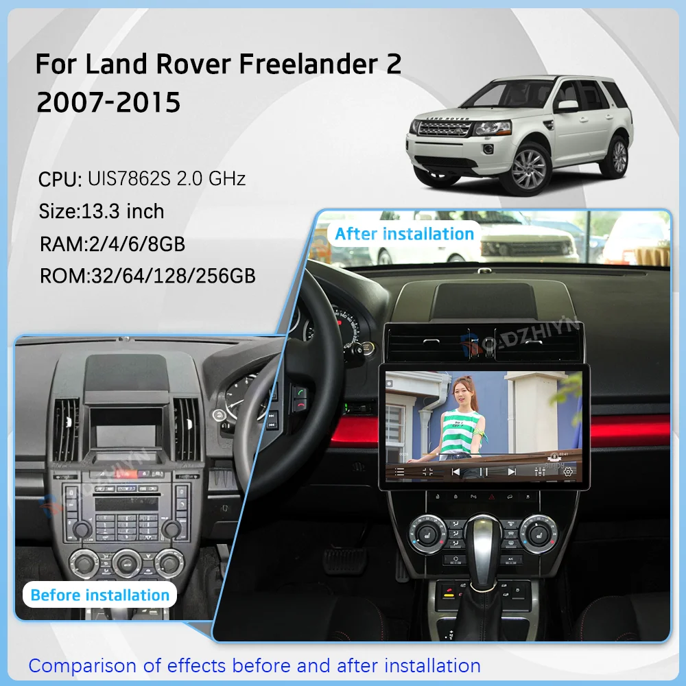 Roadzhiyin 13.3inch Android12 Car Multimedia Video Player For Land Rover Freelander 2 2007-2015 GPS Navigation Radio Carplay 4G