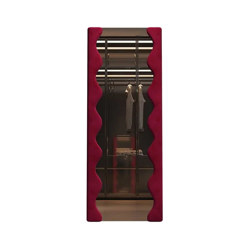 

Rose red retro full-length mirror oversized clothing store dressing mirror, American high-end fitting mirror