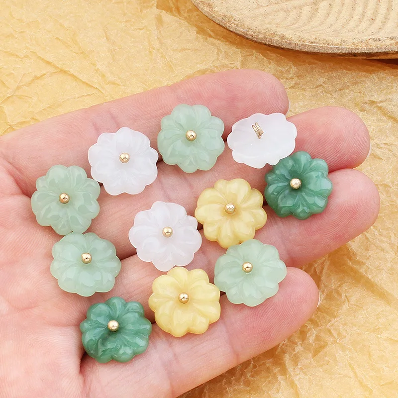 10pcs Cheongsam Buttons Imitation Jade Beads Shirt Buttons High-end Retro Chinese Style Hanfu Decor Plate Buckle Accessories