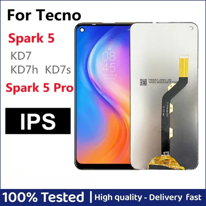 

6.6" IPS For Tecno Spark 5 Pro LCD KD7 KD7h KD7s Spark5 LCD Display Touch Screen Digitizer Assembly Complete For Tecno Spark 5