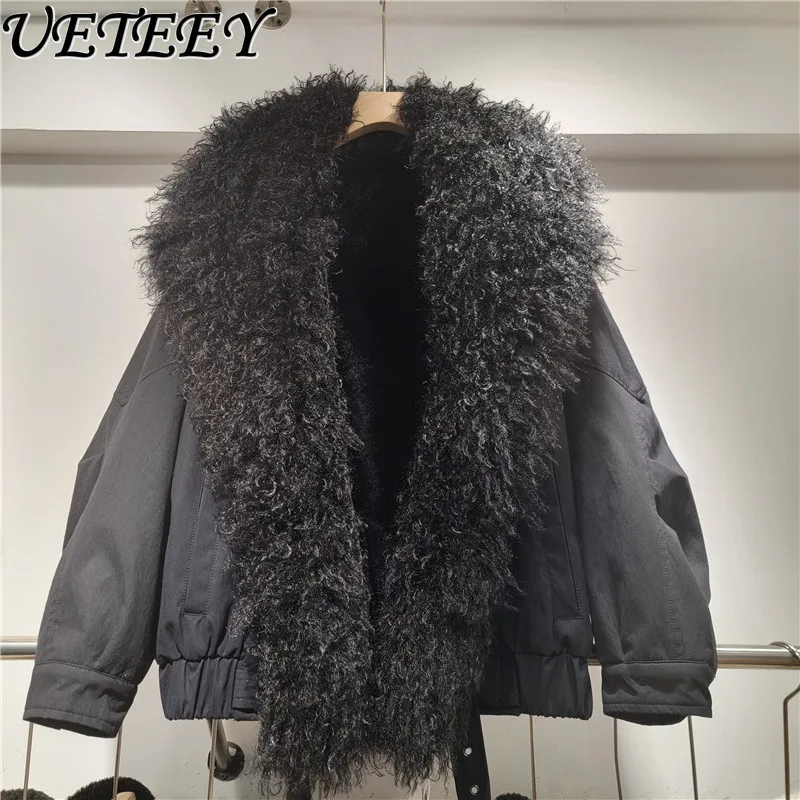 2025 가을 겨울 신상 패셔너블 우아한 스타일리시 숏 재킷 캐주얼 심플 대형 라펠 다용도 인조 모피 코트