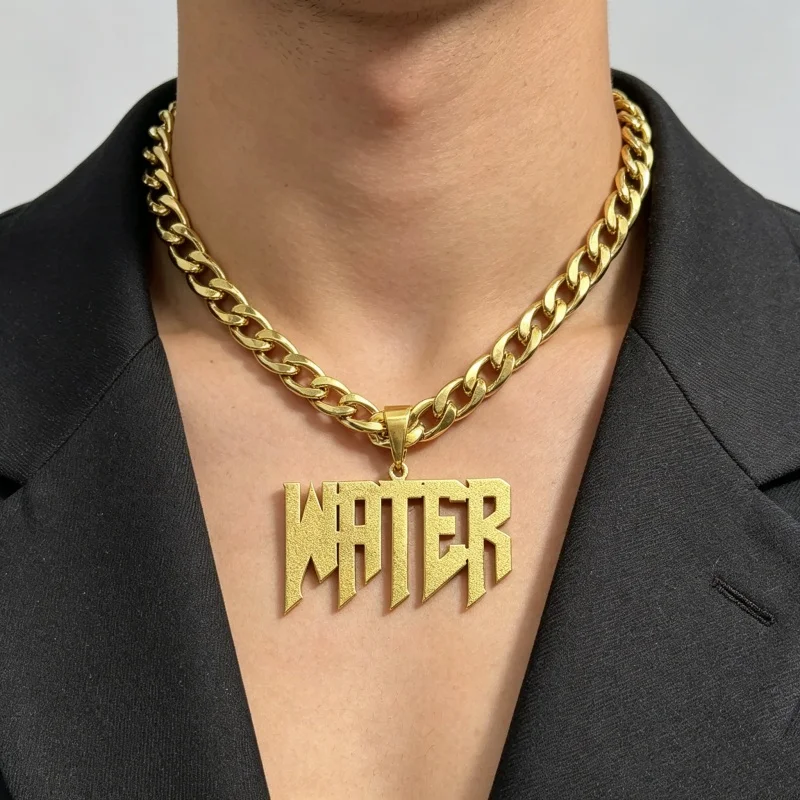 

Personalized Custom Name Necklace Adjustable Cuban Chain Movable Large-Sized Pendant Personalized Stainless Steel Jewelry