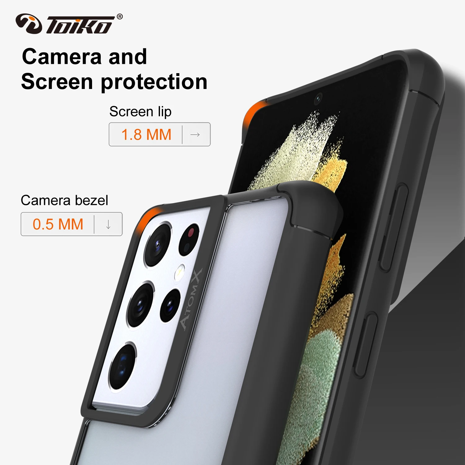 TOIKO Atom X Shockproof Case for Samsung Galaxy S21 Ultra Plus Back Cover Airbag Protection PC TPU Bumper Phone Accessory Shell