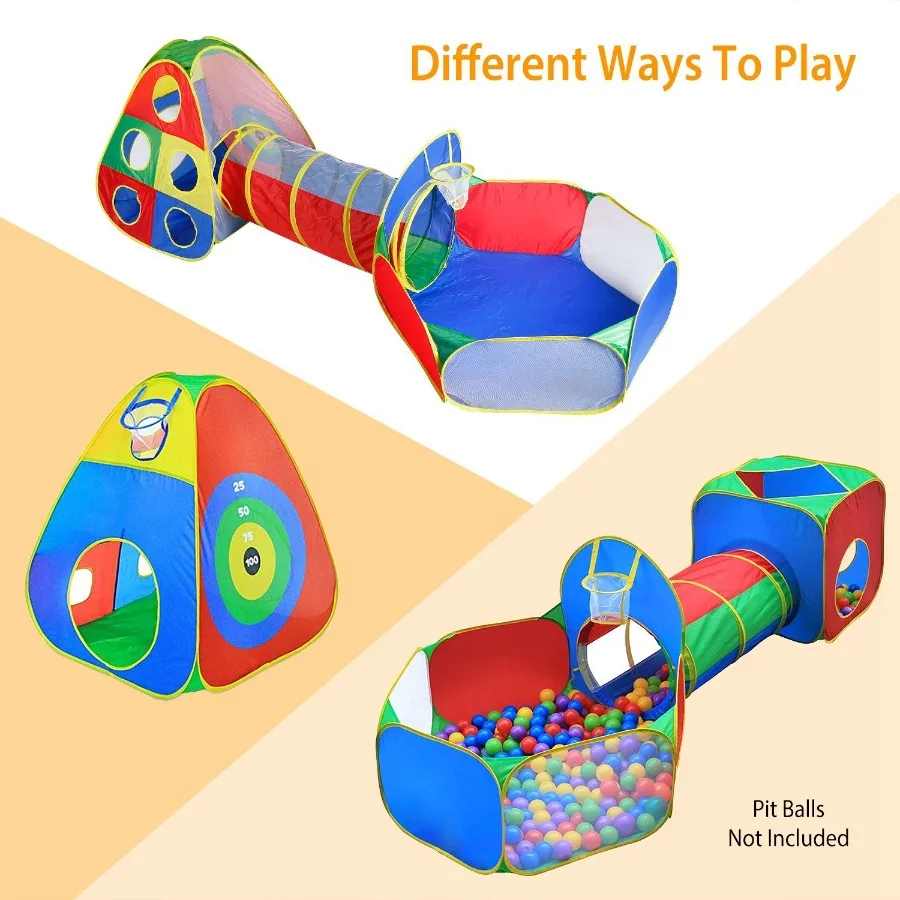 5 uds. Tiendas de campaña con forma de bola, casa de juegos emergente con 2 túneles para gatear, 2 tiendas para niños y niñas pequeños