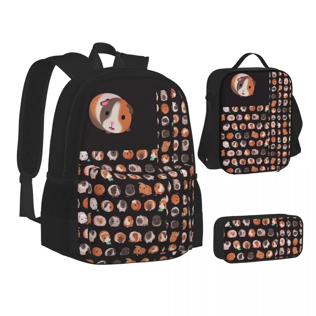 

Guinea Pig Day - Dark Backpacks Boys Girls Bookbag Students School Bags Cartoon Kids Rucksack Lunch Bag Pen Bag Three-Piece Set