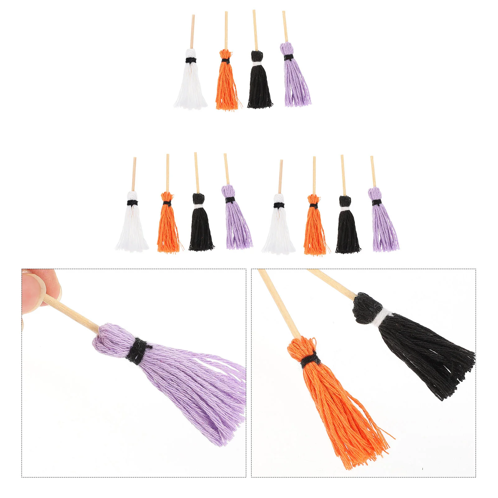 12 pezzi Mini Mop Giocattoli per bambini Accessori per la casa Neon Forniture per la casa Decorazioni per feste Ornamenti Foto Scena in miniatura