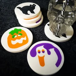 3-pack Spooky Pumpkin Sugar Cookie Coasters Gifts for Friends Heat Insulation Non-slip Gothic Home Decor Halloween Decoration