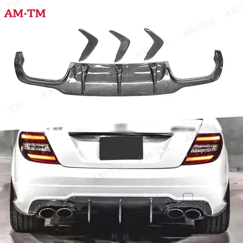 메르세데스-벤츠 C 클래스 W204 C63 AMG C300 12-14 카본 파이버 자동차 리어 범퍼 백 립 디퓨저 리어 사이드 스플리터 스포일러 립