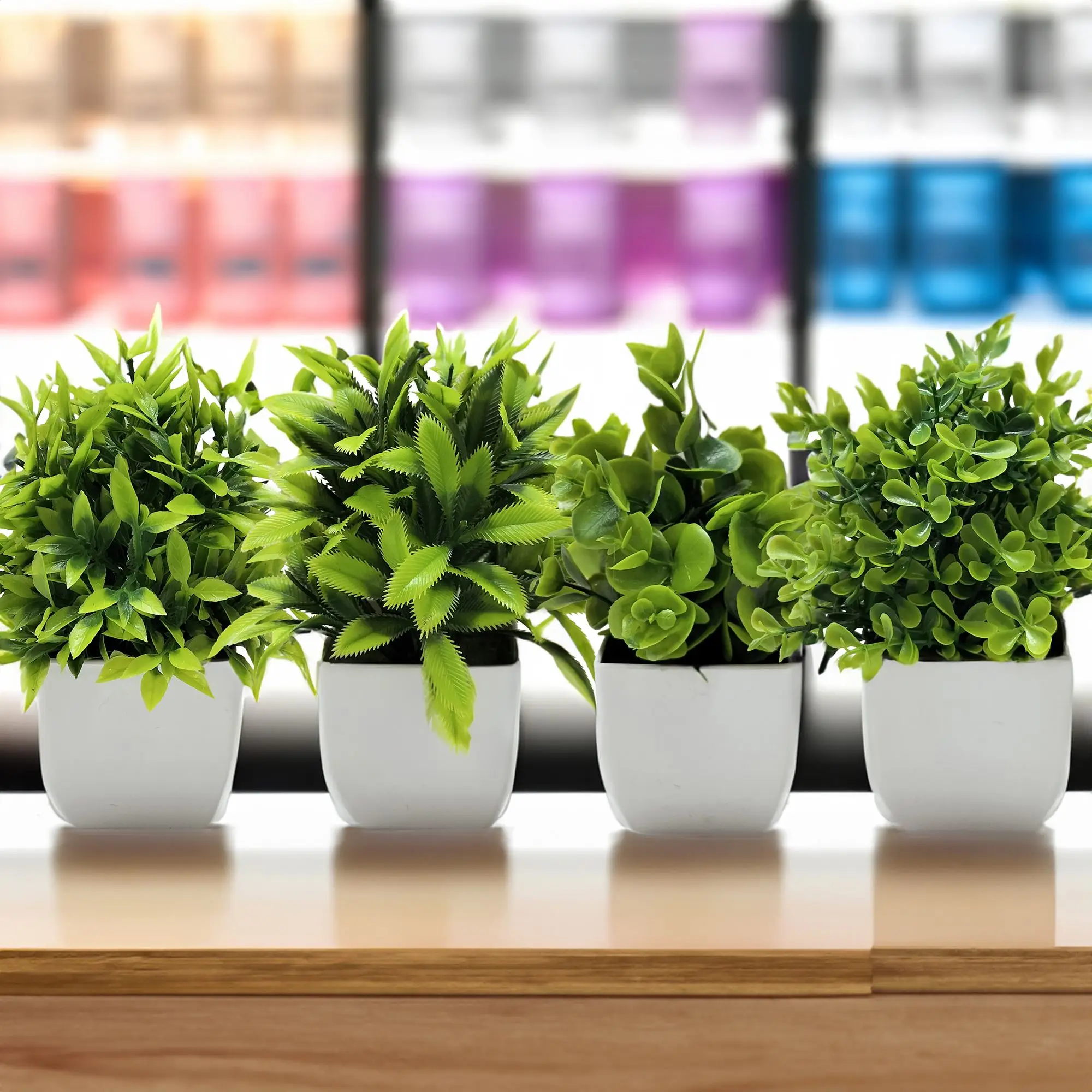 Artificial Plants Potted Green Bonsai Small Tree Grass Plants Pot Ornament Fake Flowers for Home Garden Decoration Wedding Party