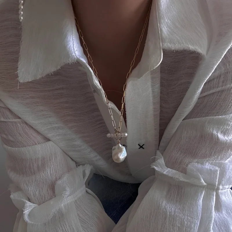 14K Gold Filled Natural Baroque Pearl Necklace Handmade Dainty Pearls Choker Tarnish Resistant Jewelry Gifts for women