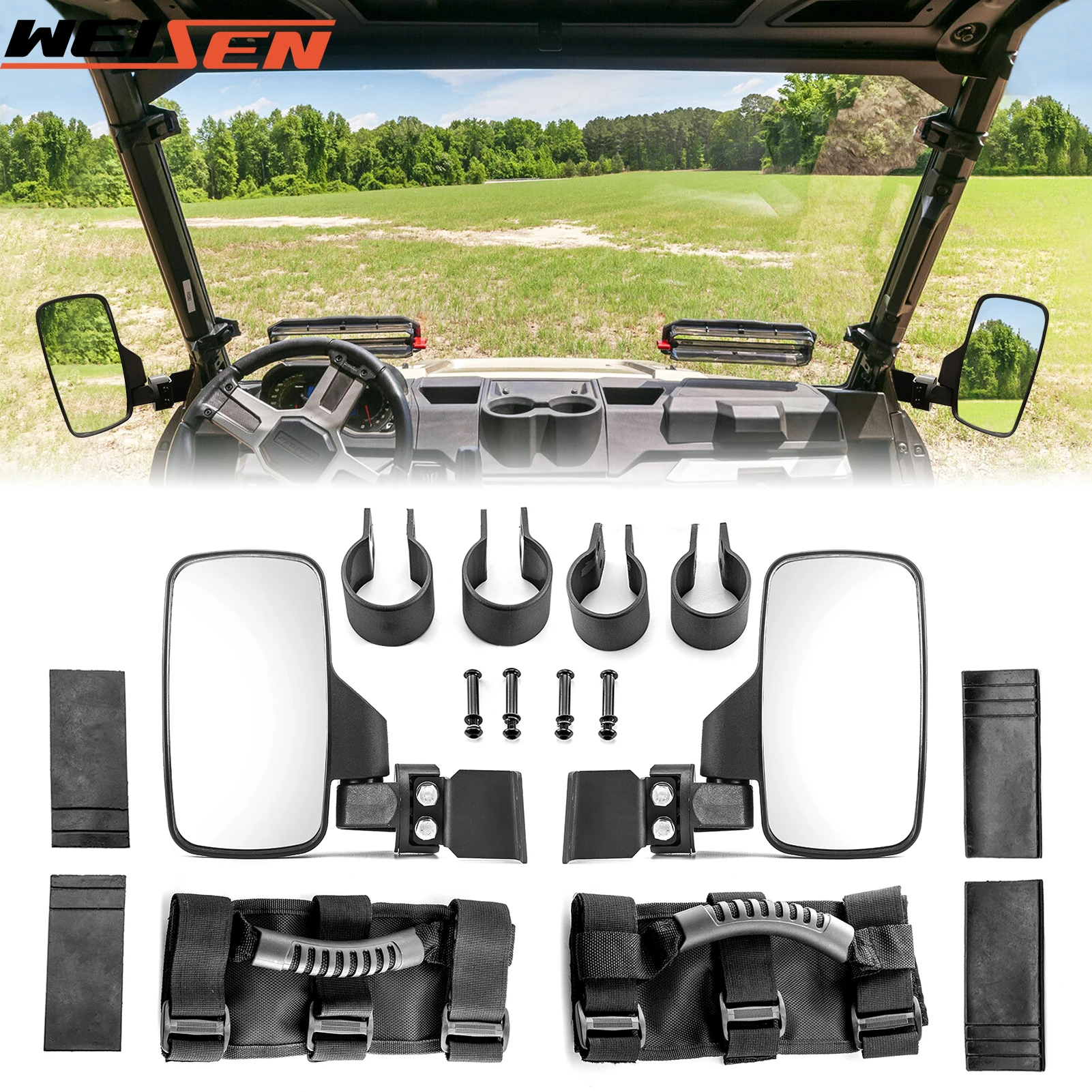 UTV Side Rear View Mirror for Polaris 2015-2023 Ranger 500/570/900 XP with Lock & Ride PRO-FIT Cab Accessories