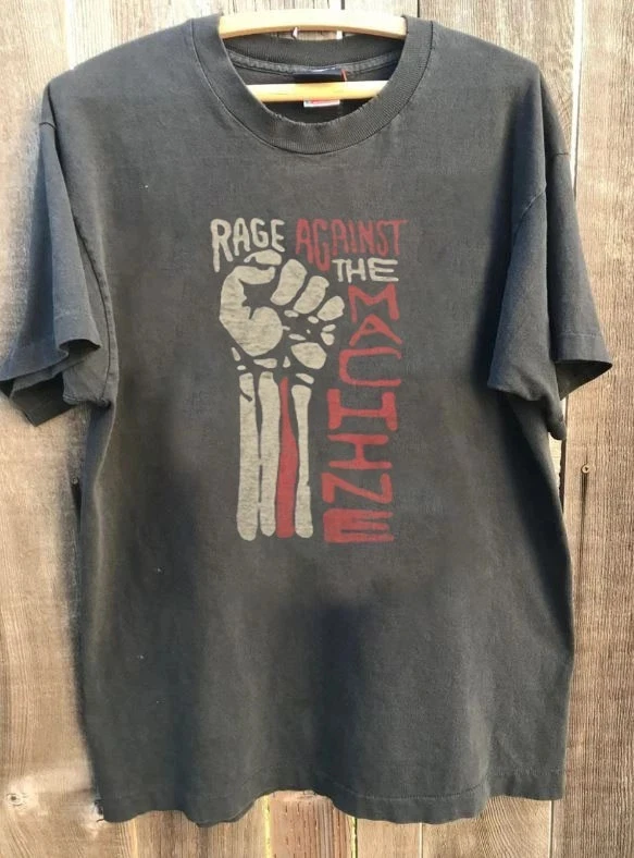 Camisa de algodón color carbón de la banda de rock Rage Against The Machine, unisex