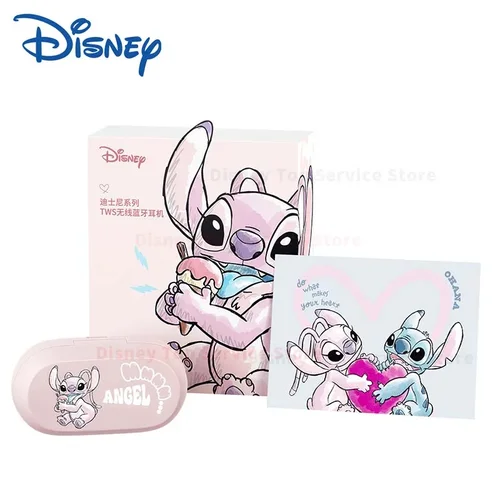 Disney Stitch Angel Mini auriculares inalámbricos Bluetooth 5,3 D29 estéreo HiFi HD llamada auriculares intrauditivos Larga modo de reposo ropa cómoda