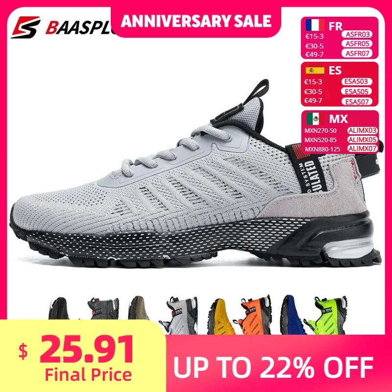 

Baasploa Professional Running Shoes For Men Lightweight Men's Designer Mesh Sneakers Lace-Up Male Outdoor Sports Tennis Shoe