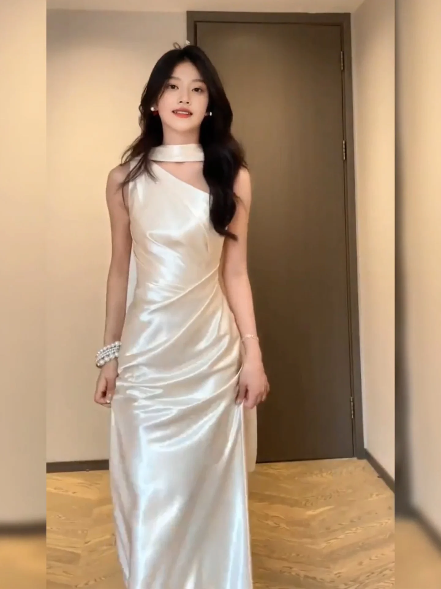 

Ele Satin Slip Dr Bridal Morning Robe Women's Sle Engagement Ceremony High Waist Long Gown Ele Classy Chic