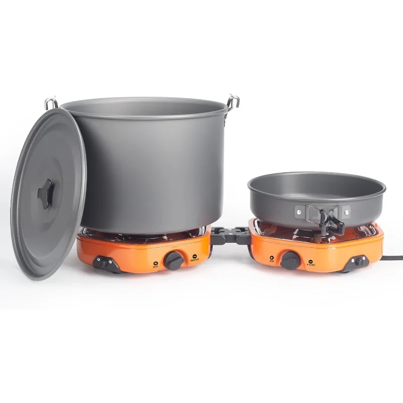 

2 Burner Portable Folding Propane Camping Stove with Camping Cookware