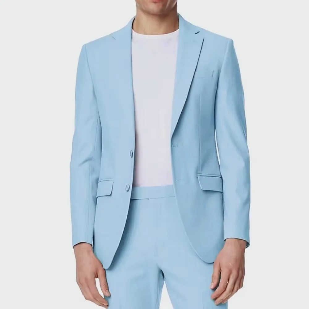 

Suits Two Pieces Summer Fashion Notch Lapel Single Breasted Jacket Pants Outfits Business Causal Wedding Suits Set