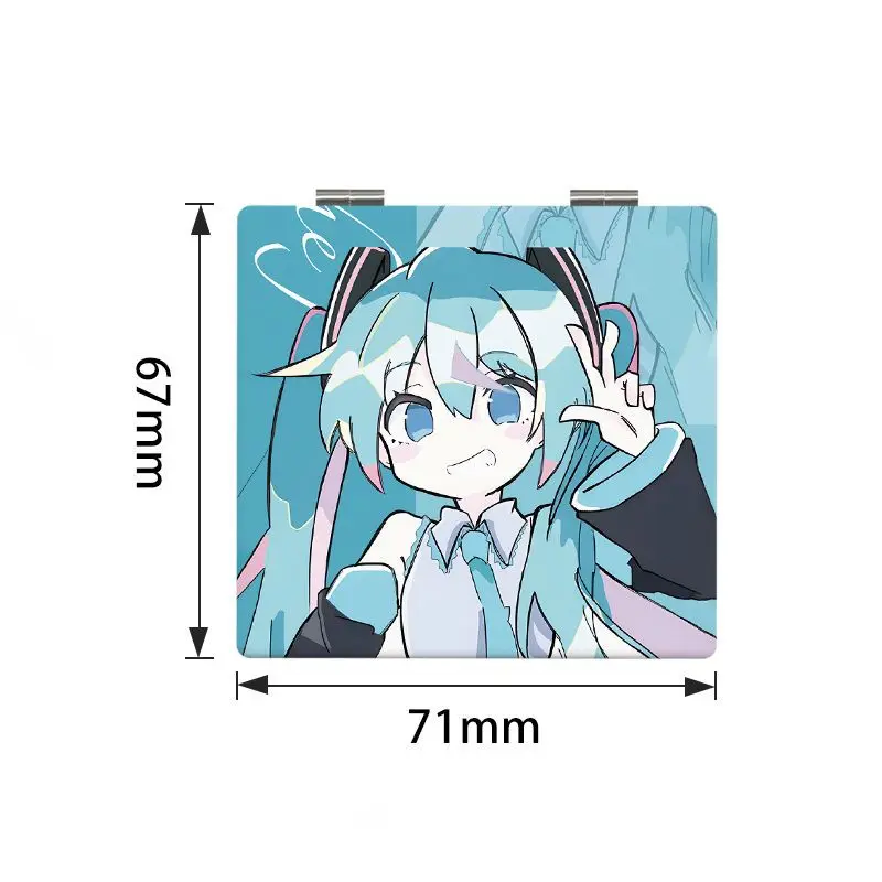 Hatsune Miku Portable Makeup Mirror Student Folding Double-Sided Makeup Mirror Dormitory Girls Going Out Square Makeup Mirror